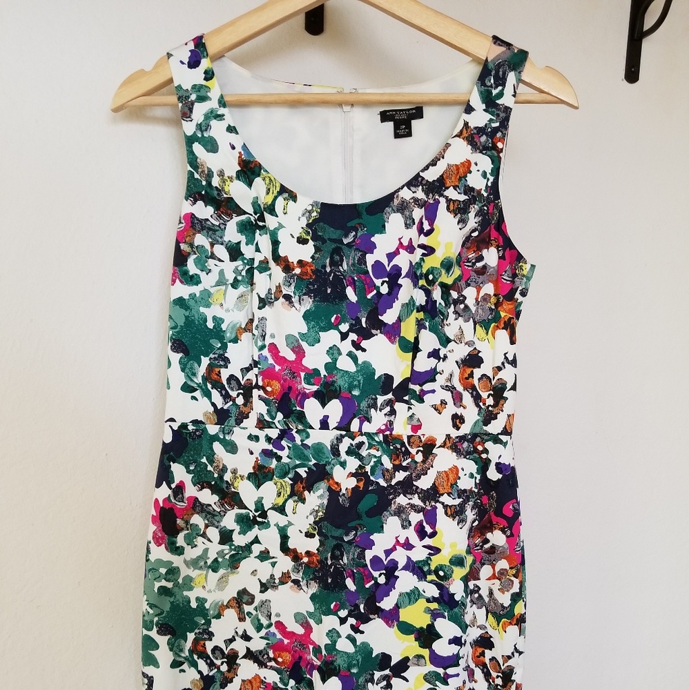 Watercolor Floral Sheath Ann Taylor Dress